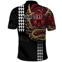 Hawaii and Japanese Oni Mask Personalised Polo Shirt Kakau Pattern Dark Art Style LT9 - Polynesian Pride