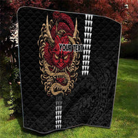 Hawaii and Japanese Oni Mask Personalised Quilt Kakau Pattern Dark Art Style LT9 - Polynesian Pride