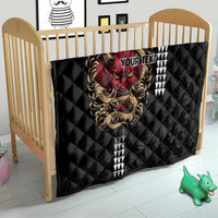 Hawaii and Japanese Oni Mask Personalised Quilt Kakau Pattern Dark Art Style LT9 - Polynesian Pride