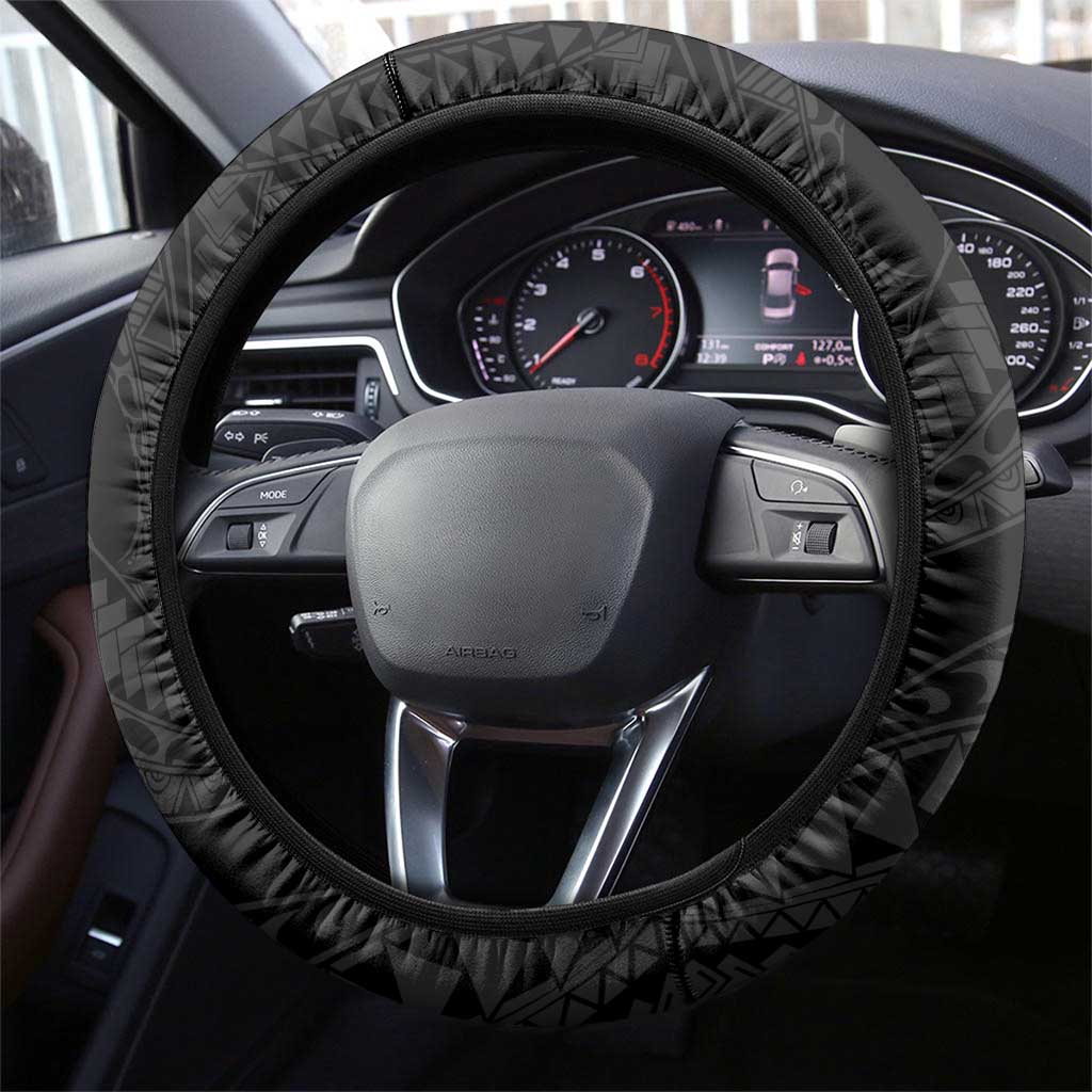 Hawaii and Japanese Oni Mask Steering Wheel Cover Kakau Pattern Dark Art Style LT9 - Polynesian Pride