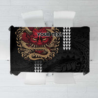 Hawaii and Japanese Oni Mask Personalised Tablecloth Kakau Pattern Dark Art Style LT9 Black - Polynesian Pride
