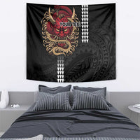 Hawaii and Japanese Oni Mask Personalised Tapestry Kakau Pattern Dark Art Style LT9 - Polynesian Pride