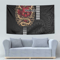Hawaii and Japanese Oni Mask Personalised Tapestry Kakau Pattern Dark Art Style LT9 - Polynesian Pride