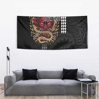 Hawaii and Japanese Oni Mask Personalised Tapestry Kakau Pattern Dark Art Style LT9 - Polynesian Pride