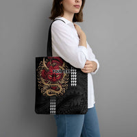 Hawaii and Japanese Oni Mask Personalised Tote Bag Kakau Pattern Dark Art Style LT9 - Polynesian Pride