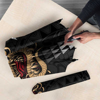 Hawaii and Japanese Oni Mask Personalised Umbrella Kakau Pattern Dark Art Style LT9 - Polynesian Pride