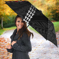 Hawaii and Japanese Oni Mask Personalised Umbrella Kakau Pattern Dark Art Style LT9 - Polynesian Pride