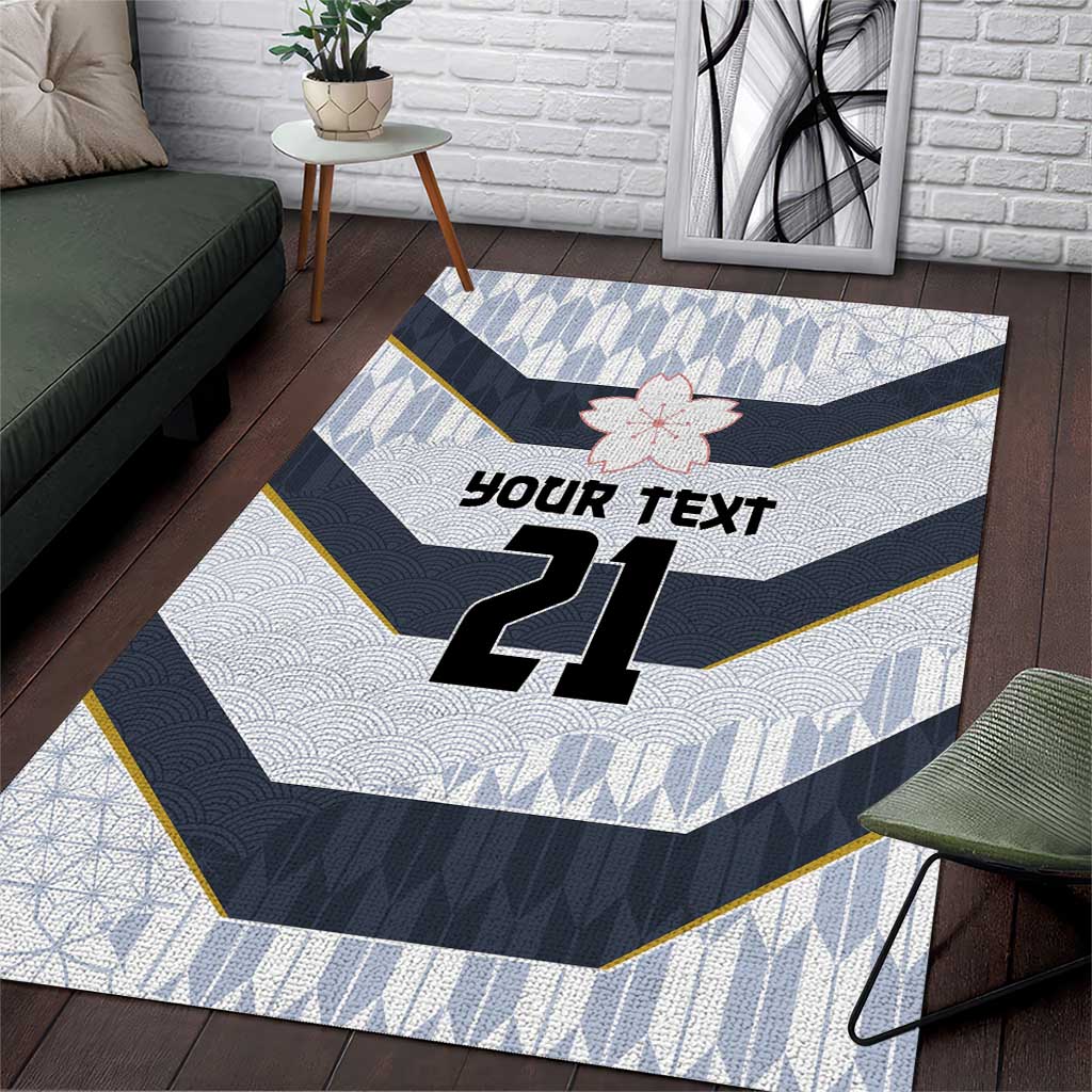 Japan Pacific Rugby 2022-23 Custom Area Rug Black Sakura Japanese Wave Pattern LT9 Black - Polynesian Pride