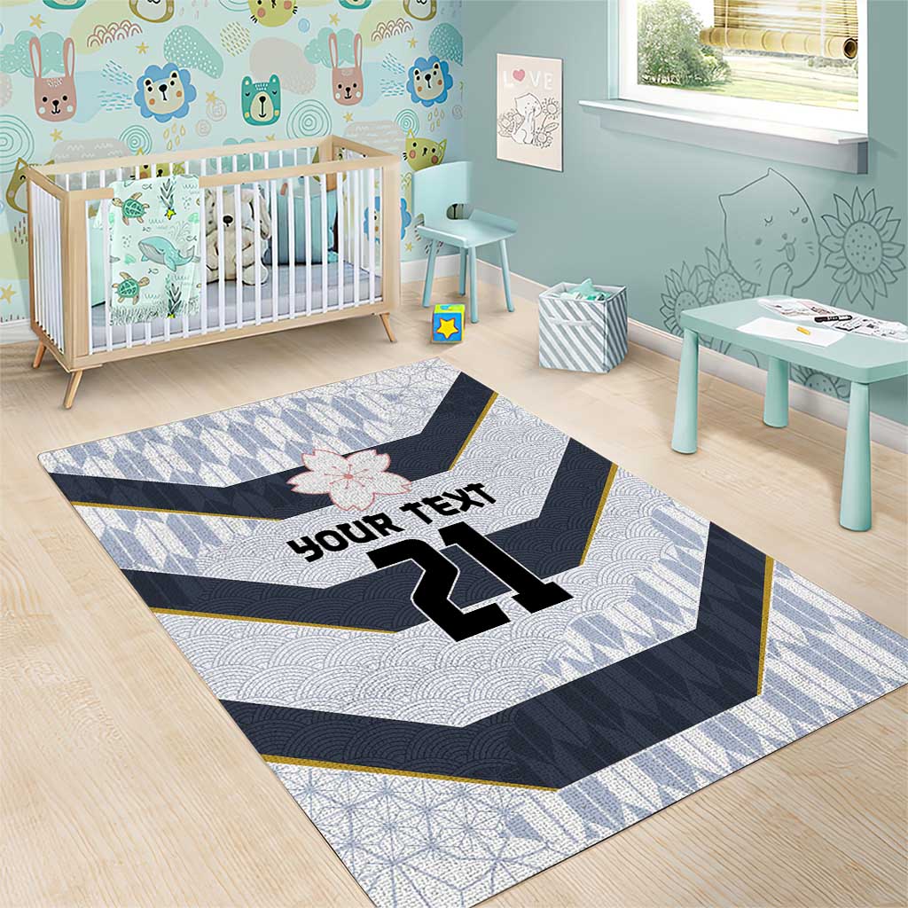 Japan Pacific Rugby 2022-23 Custom Area Rug Black Sakura Japanese Wave Pattern LT9 - Polynesian Pride