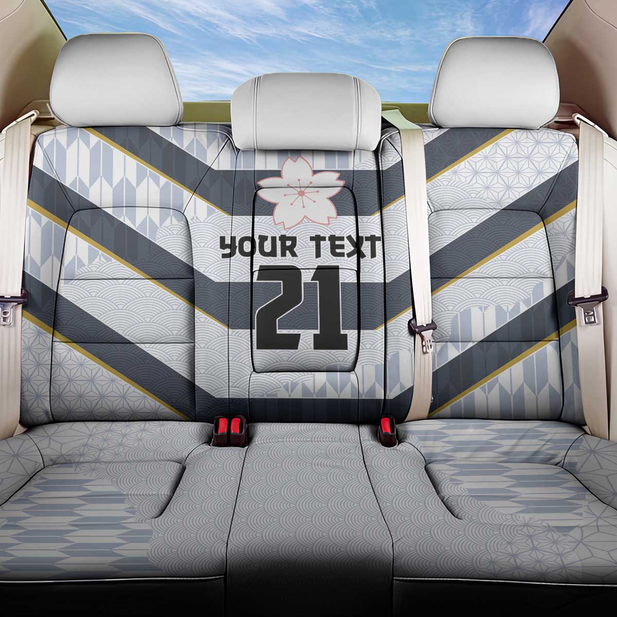 Japan Pacific Rugby 2022-23 Custom Back Car Seat Cover Black Sakura Japanese Wave Pattern LT9 One Size Black - Polynesian Pride