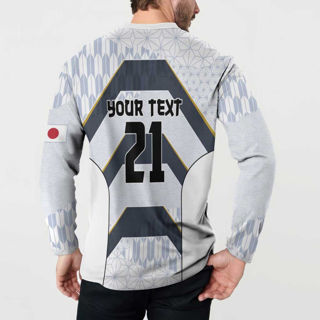 Japan Pacific Rugby 2022-23 Custom Button Sweatshirt Black Sakura Japanese Wave Pattern LT9 - Polynesian Pride