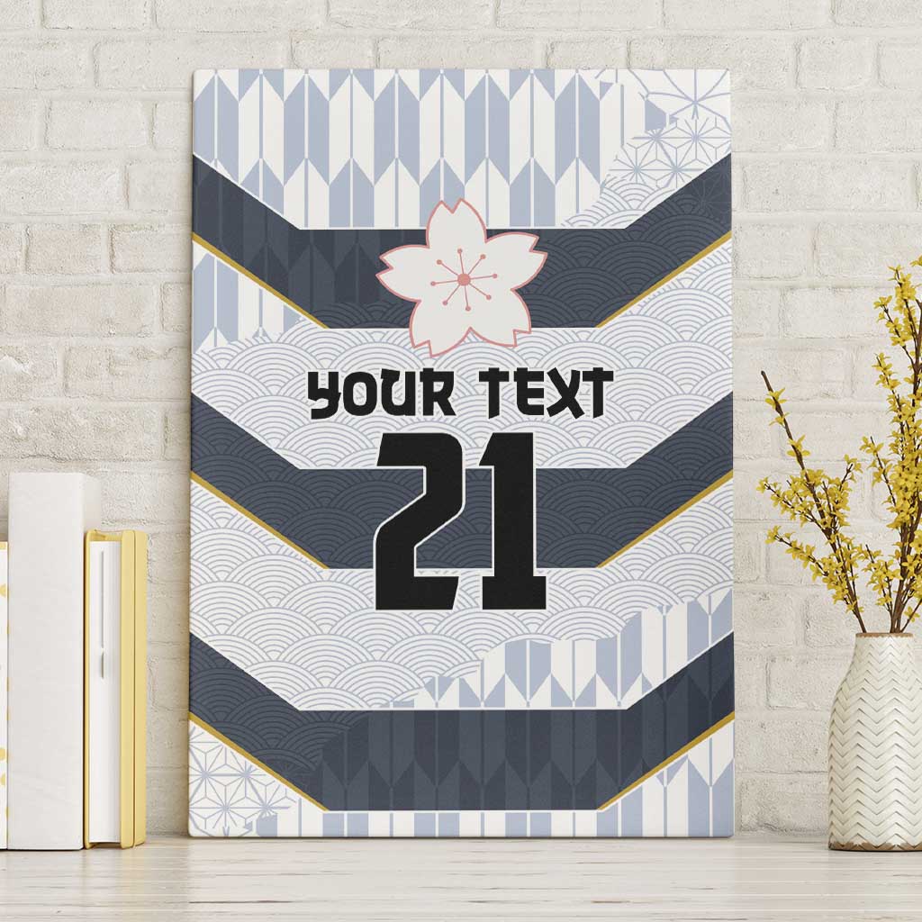 Japan Pacific Rugby 2022-23 Custom Canvas Wall Art Black Sakura Japanese Wave Pattern LT9 Without Frame Black - Polynesian Pride