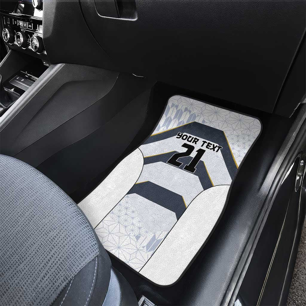 Japan Pacific Rugby 2022-23 Custom Car Mats Black Sakura Japanese Wave Pattern LT9 - Polynesian Pride