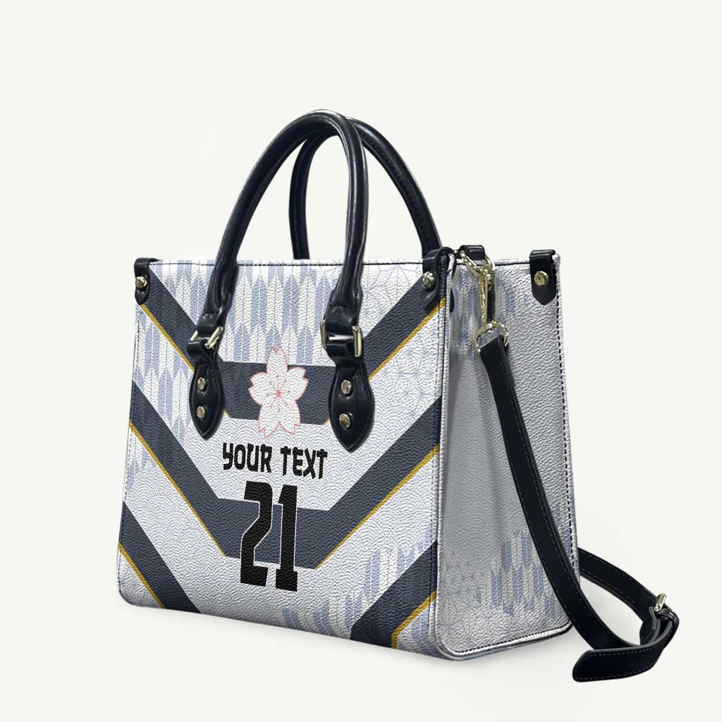 Japan Pacific Rugby 2022-23 Custom Leather Bag Black Sakura Japanese Wave Pattern LT9 Black - Polynesian Pride