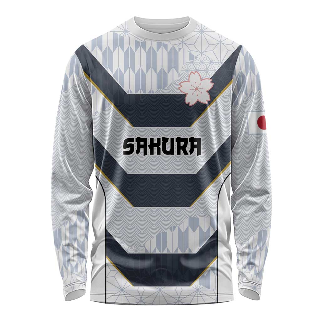 Japan Pacific Rugby 2022-23 Custom Long Sleeve Shirt Black Sakura Japanese Wave Pattern LT9 Unisex Black - Polynesian Pride