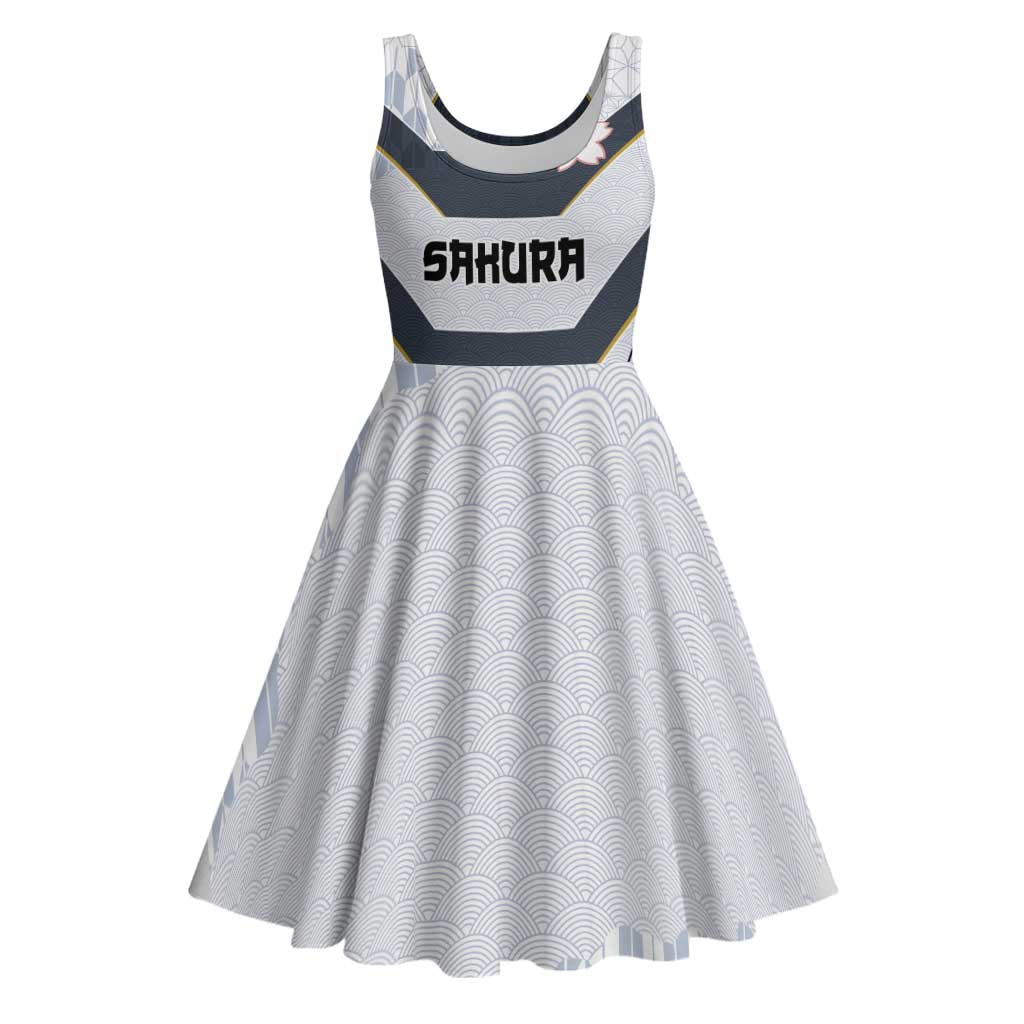 Japan Pacific Rugby 2022-23 Custom Midi Dress Black Sakura Japanese Wave Pattern LT9 Black - Polynesian Pride