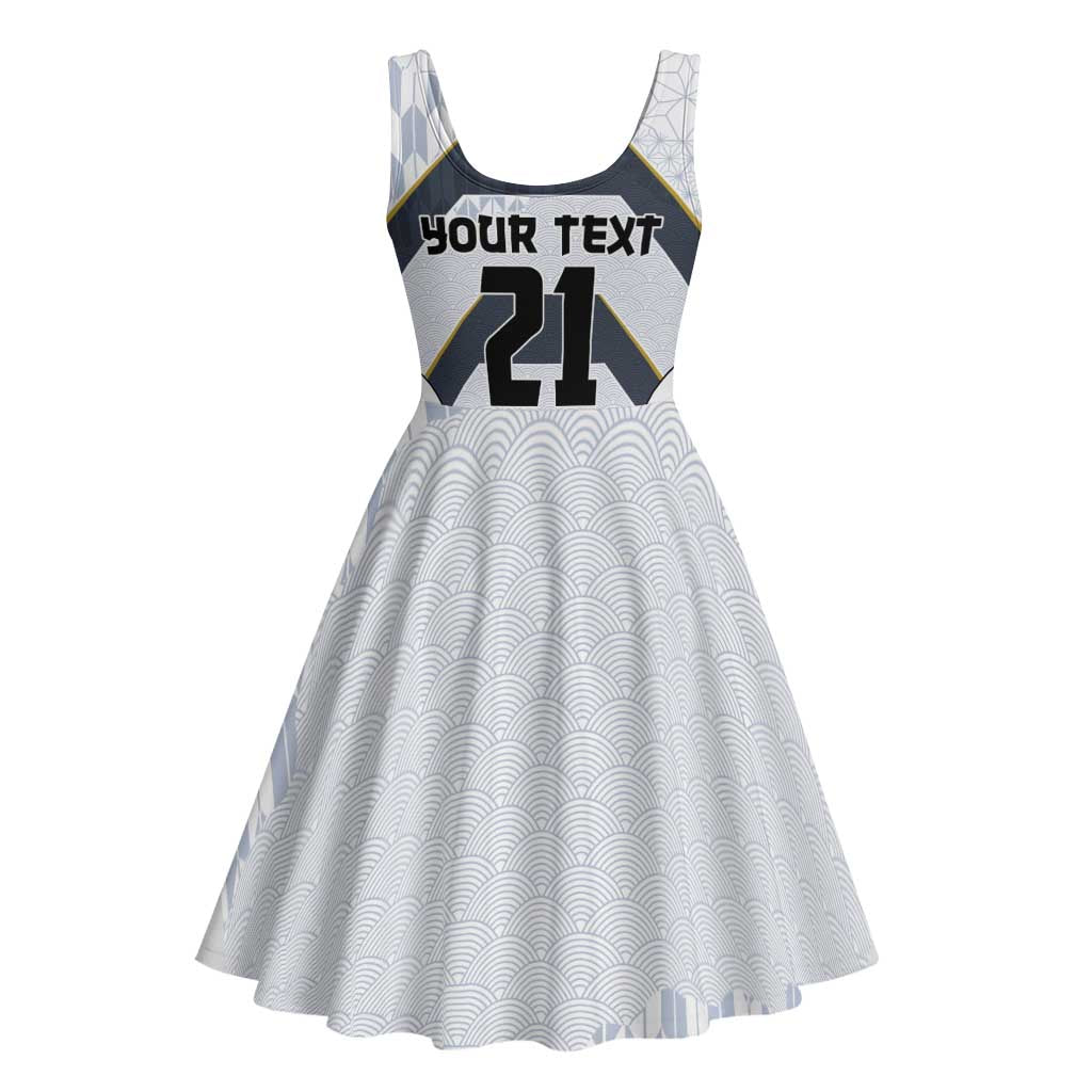 Japan Pacific Rugby 2022-23 Custom Midi Dress Black Sakura Japanese Wave Pattern LT9 - Polynesian Pride