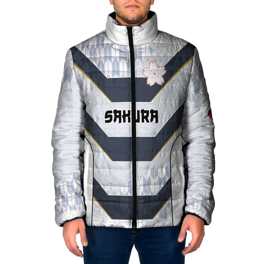 Japan Pacific Rugby 2022-23 Custom Padded Jacket Black Sakura Japanese Wave Pattern LT9 Men Black - Polynesian Pride