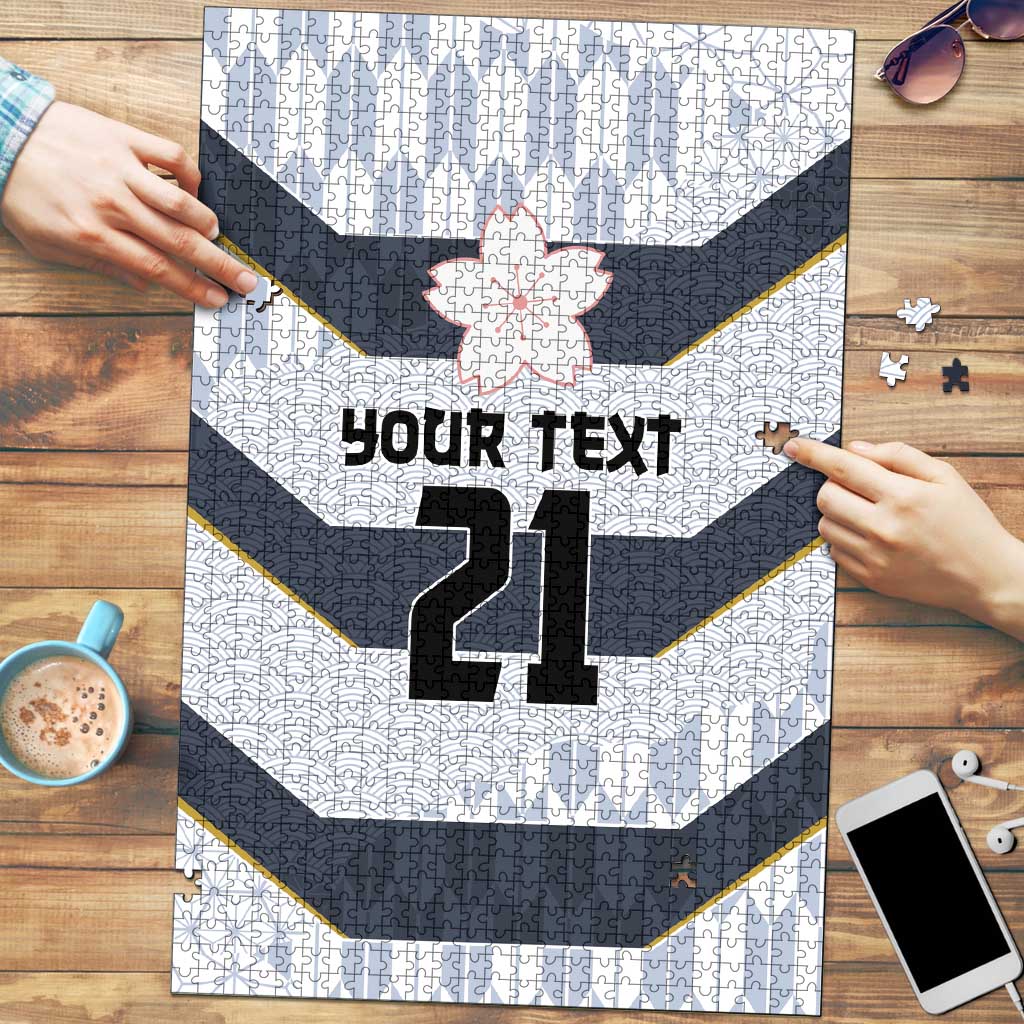 Japan Pacific Rugby 2022-23 Custom Puzzle Black Sakura Japanese Wave Pattern LT9 Black - Polynesian Pride