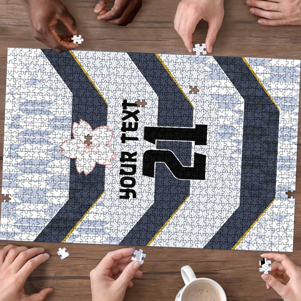 Japan Pacific Rugby 2022-23 Custom Puzzle Black Sakura Japanese Wave Pattern LT9 - Polynesian Pride