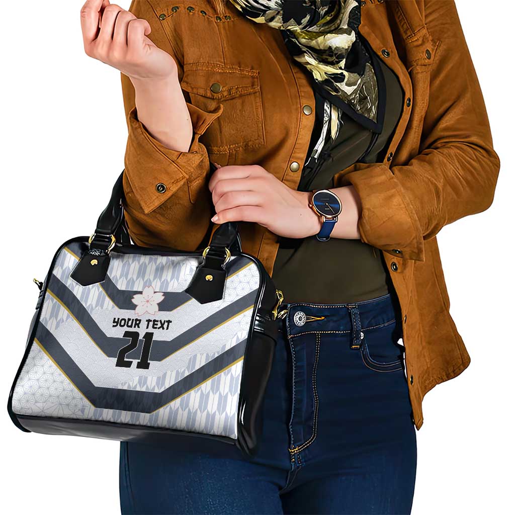 Japan Pacific Rugby 2022-23 Custom Shoulder Handbag Black Sakura Japanese Wave Pattern LT9 - Polynesian Pride