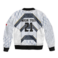 Japan Pacific Rugby 2022-23 Custom Sleeve Zip Bomber Jacket Black Sakura Japanese Wave Pattern LT9 - Polynesian Pride