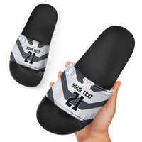 Japan Pacific Rugby 2022-23 Custom Slide Sandals Black Sakura Japanese Wave Pattern LT9 - Polynesian Pride