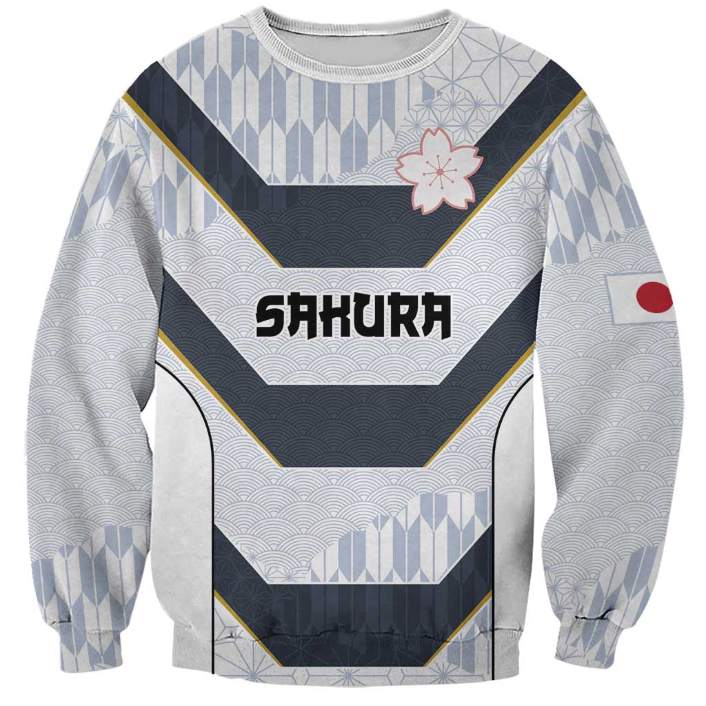 Japan Pacific Rugby 2022-23 Custom Sweatshirt Black Sakura Japanese Wave Pattern LT9 Unisex Black - Polynesian Pride