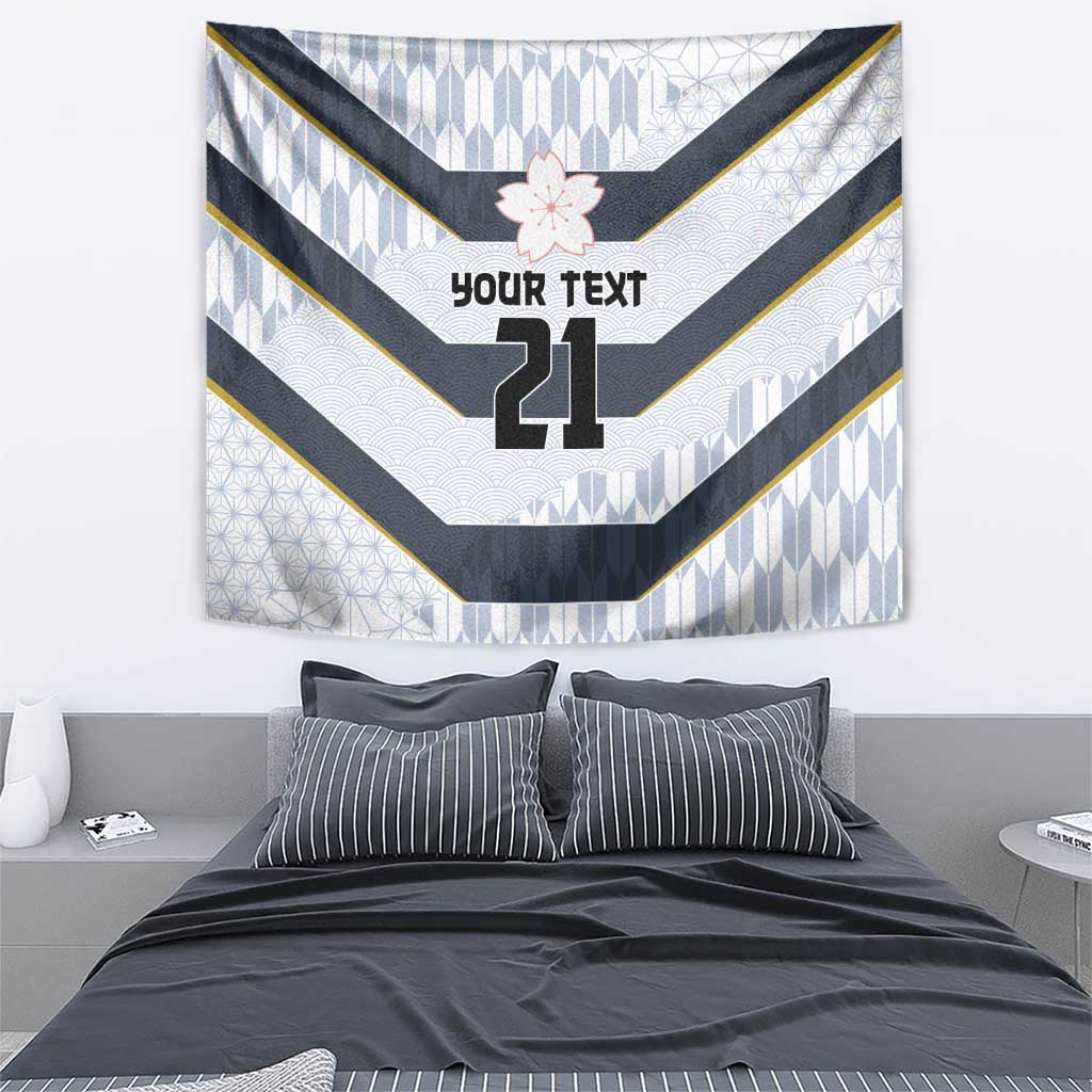 Japan Pacific Rugby 2022-23 Custom Tapestry Black Sakura Japanese Wave Pattern LT9 - Polynesian Pride