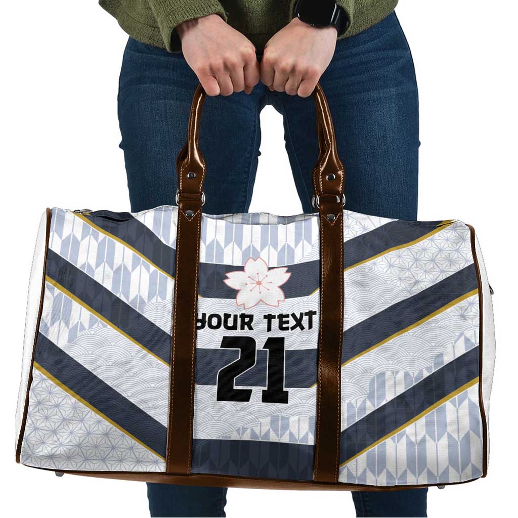 Japan Pacific Rugby 2022-23 Custom Travel Bag Black Sakura Japanese Wave Pattern LT9 Black - Polynesian Pride