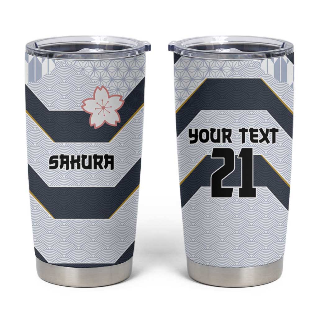 Japan Pacific Rugby 2022-23 Custom Tumbler Cup Black Sakura Japanese Wave Pattern LT9 Black - Polynesian Pride