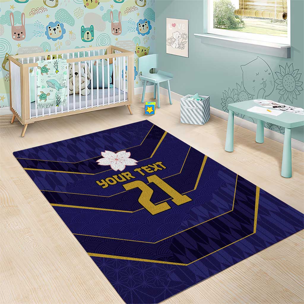 Japan Pacific Rugby 2022-23 Custom Area Rug Blue Sakura Japanese Wave Pattern LT9 - Polynesian Pride