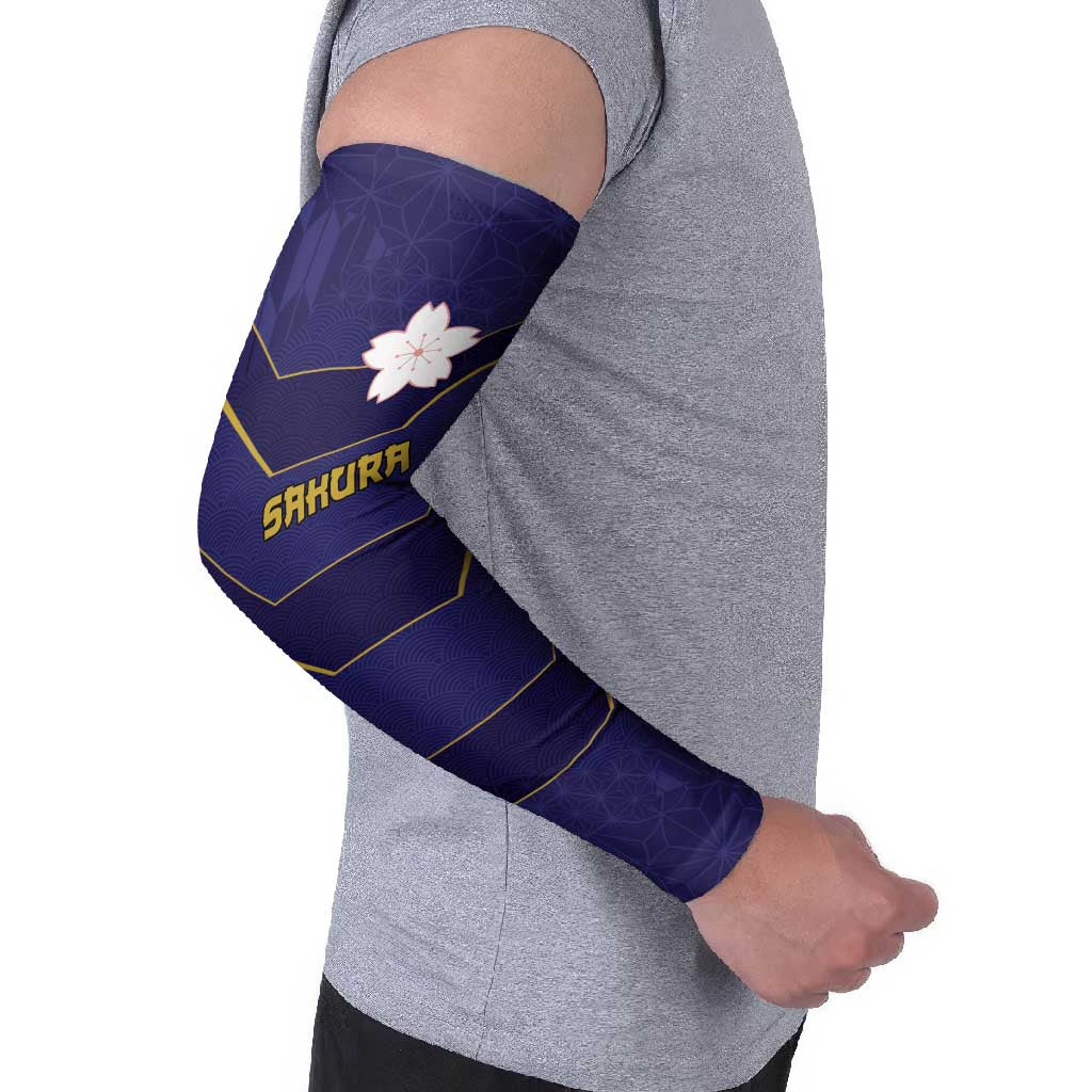 Japan Pacific Rugby 2022-23 Custom Arm Sleeves Blue Sakura Japanese Wave Pattern LT9 - Polynesian Pride
