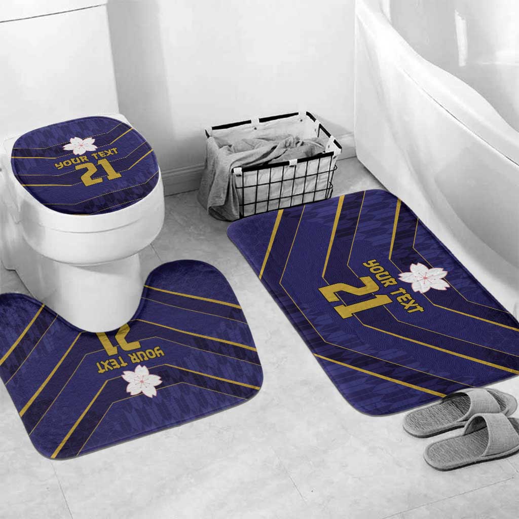 Japan Pacific Rugby 2022-23 Custom Bathroom Set Blue Sakura Japanese Wave Pattern LT9 Mat Set Only (3 pcs) One Size Blue - Polynesian Pride