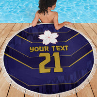 Japan Pacific Rugby 2022-23 Custom Beach Blanket Blue Sakura Japanese Wave Pattern LT9 - Polynesian Pride