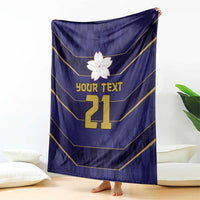 Japan Pacific Rugby 2022-23 Custom Blanket Blue Sakura Japanese Wave Pattern LT9 - Polynesian Pride
