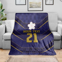 Japan Pacific Rugby 2022-23 Custom Blanket Blue Sakura Japanese Wave Pattern LT9 - Polynesian Pride