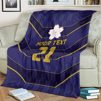 Japan Pacific Rugby 2022-23 Custom Blanket Blue Sakura Japanese Wave Pattern LT9 - Polynesian Pride