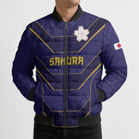 Japan Pacific Rugby 2022-23 Custom Bomber Puffer Jacket Blue Sakura Japanese Wave Pattern LT9 - Polynesian Pride