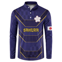 Japan Pacific Rugby 2022-23 Custom Button Sweatshirt Blue Sakura Japanese Wave Pattern LT9 Blue - Polynesian Pride