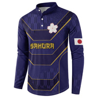 Japan Pacific Rugby 2022-23 Custom Button Sweatshirt Blue Sakura Japanese Wave Pattern LT9 - Polynesian Pride