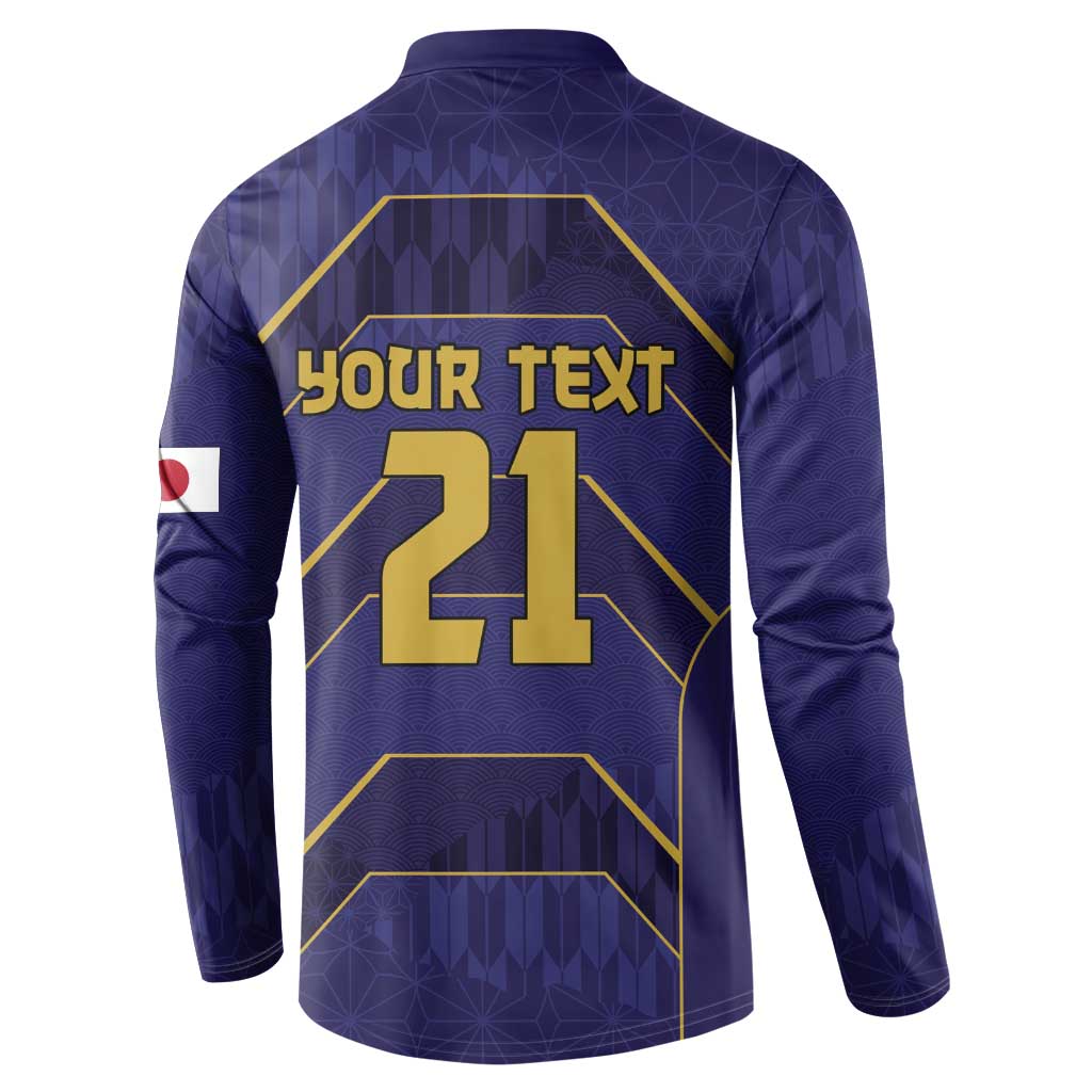 Japan Pacific Rugby 2022-23 Custom Button Sweatshirt Blue Sakura Japanese Wave Pattern LT9 - Polynesian Pride