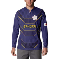 Japan Pacific Rugby 2022-23 Custom Button Sweatshirt Blue Sakura Japanese Wave Pattern LT9 - Polynesian Pride