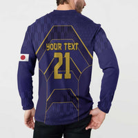 Japan Pacific Rugby 2022-23 Custom Button Sweatshirt Blue Sakura Japanese Wave Pattern LT9 - Polynesian Pride