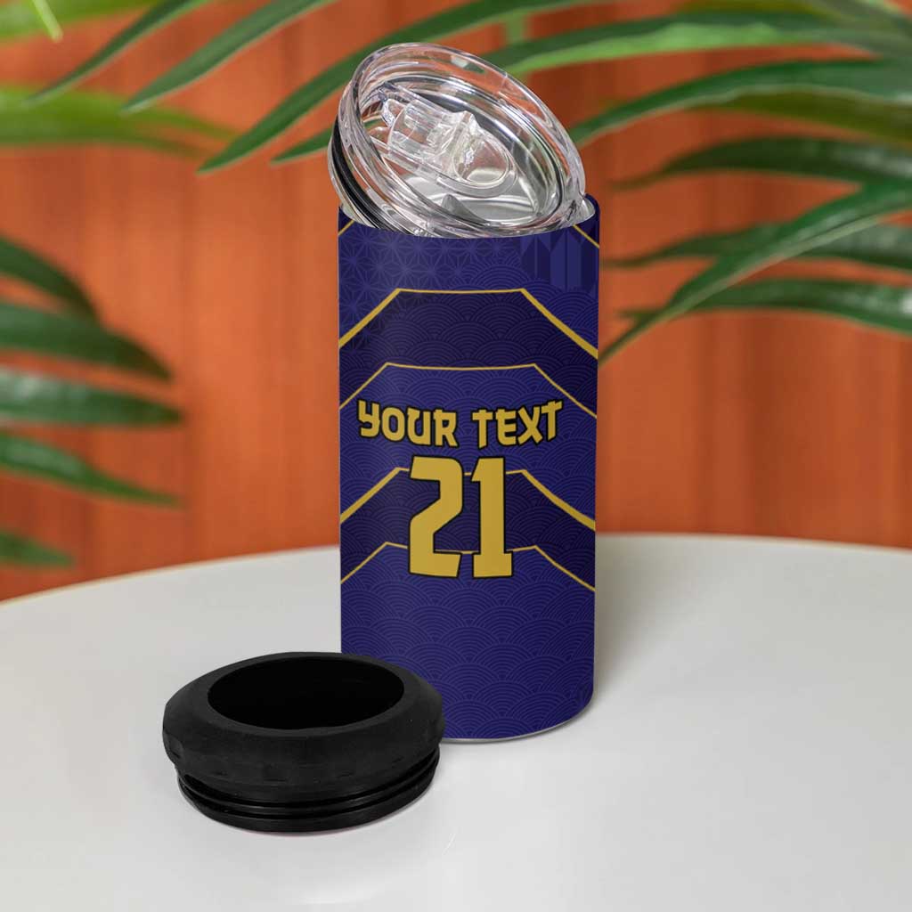 Japan Pacific Rugby 2022-23 Custom 4 in 1 Can Cooler Tumbler Blue Sakura Japanese Wave Pattern LT9 - Polynesian Pride