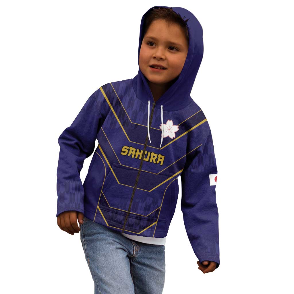 Japan Pacific Rugby 2022-23 Custom Kid Hoodie Blue Sakura Japanese Wave Pattern LT9 - Polynesian Pride