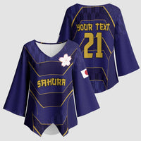 Japan Pacific Rugby 2022-23 Custom Kimono Sleeve Blouse Blue Sakura Japanese Wave Pattern LT9 - Polynesian Pride