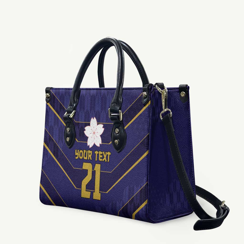 Japan Pacific Rugby 2022-23 Custom Leather Bag Blue Sakura Japanese Wave Pattern LT9 Blue - Polynesian Pride