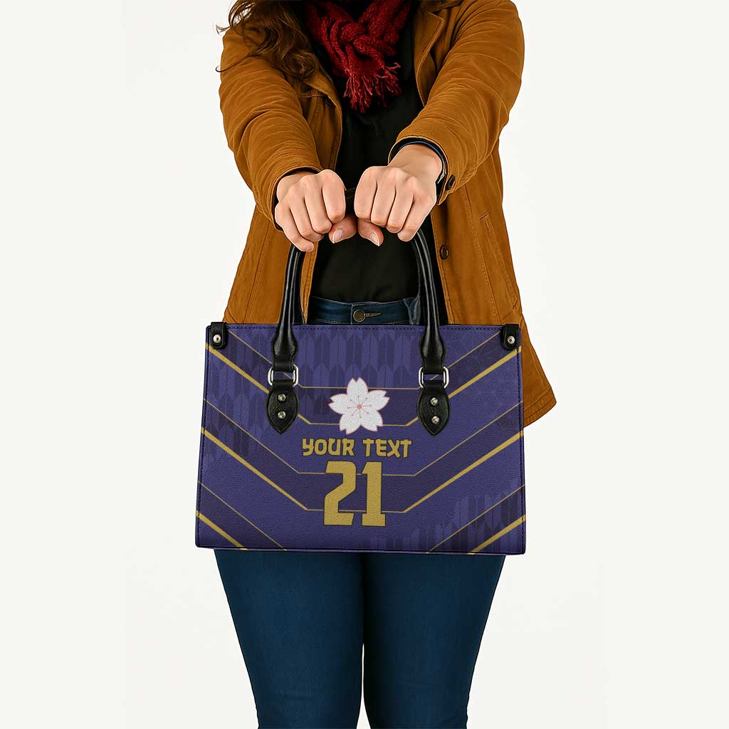 Japan Pacific Rugby 2022-23 Custom Leather Bag Blue Sakura Japanese Wave Pattern LT9 - Polynesian Pride