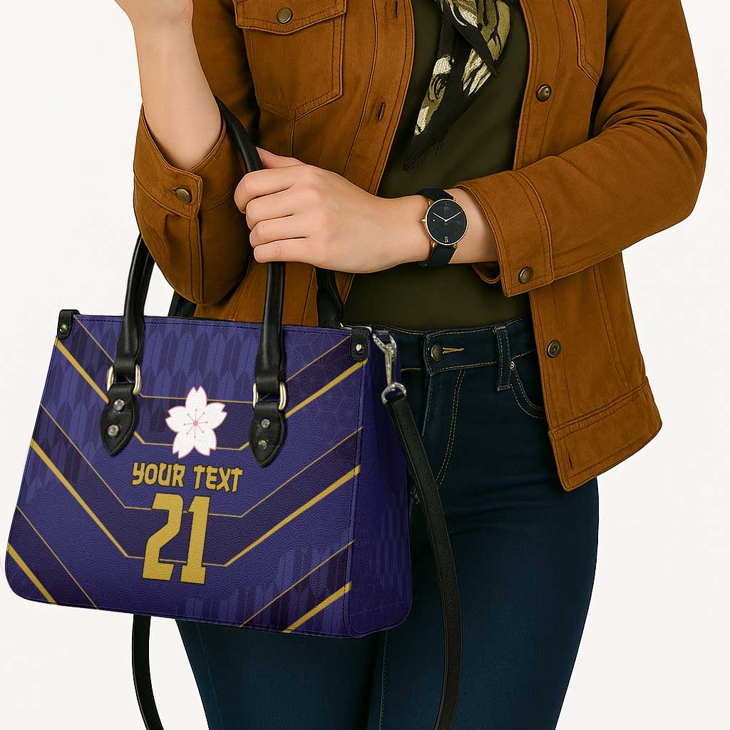 Japan Pacific Rugby 2022-23 Custom Leather Bag Blue Sakura Japanese Wave Pattern LT9 - Polynesian Pride